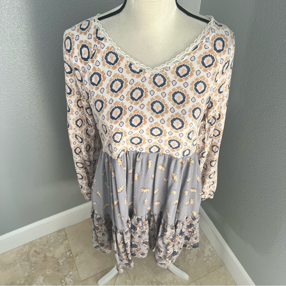 Matilda Jane Cream and Gray Lace Trim Dress - Picture 4 of 12